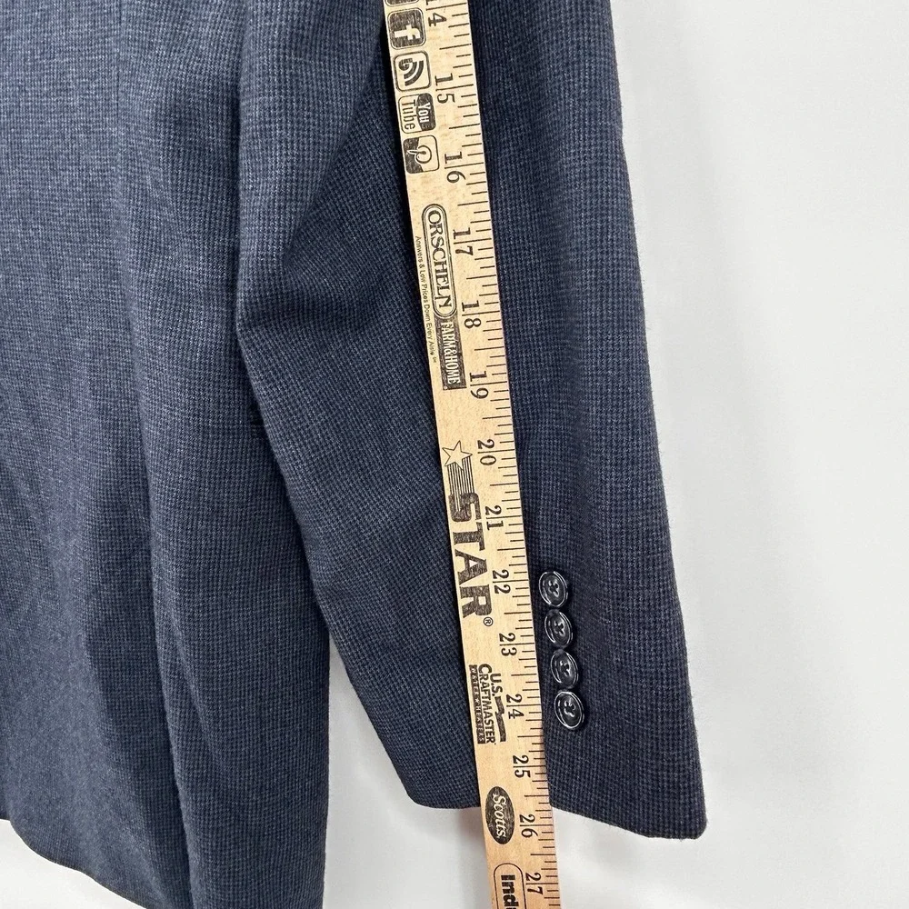 Jos A Banks 42L Blue Mirco Houndstooth Blazer Wool Cashmere Blend‎ Sportscoat